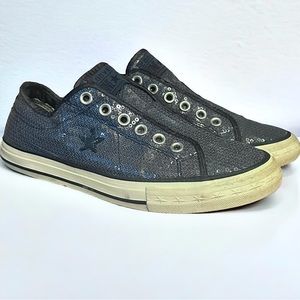 Converse One Star blue sequined low top sneakers